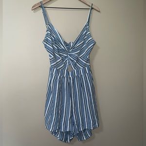 Aeropostale Blue/White/Gray Striped Romper